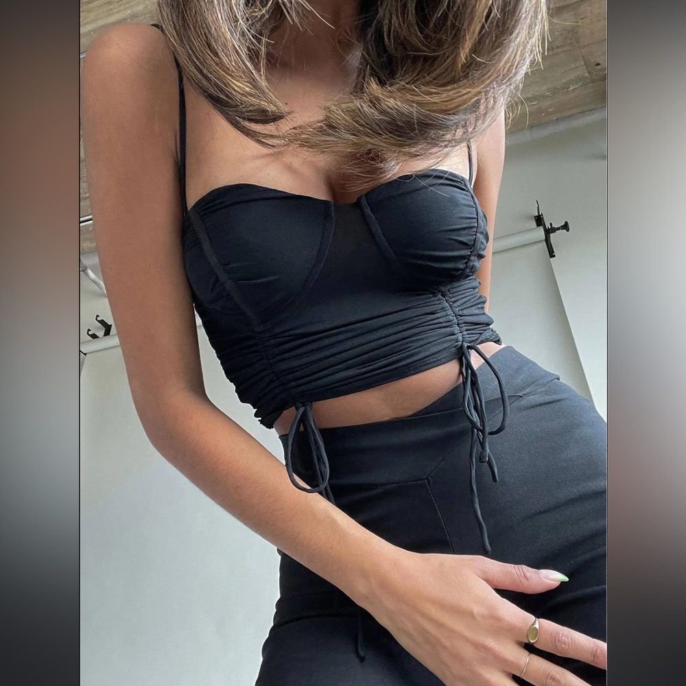 Princess Polly Shine Bright Crop Top Black